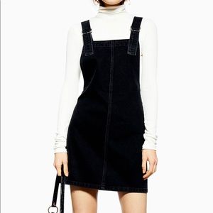 Topshop Black Overall Denim Dress Size 8